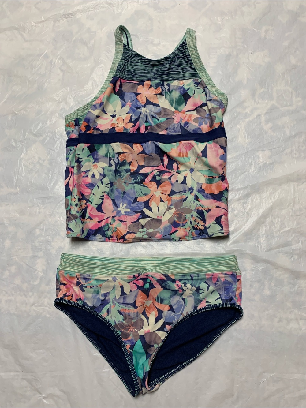 Athleta Girl Surfs Up Tankini Floral Print Swimsuit Size 16